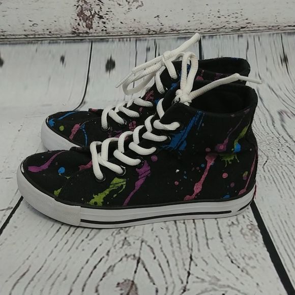 Gotta Flurt Black Paint Splatter High Top Sneakers - Picture 3 of 10